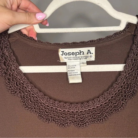 VINTAGE BROWN KNIT TANK W/ CROCHET COLLAR - Picture 6 of 11